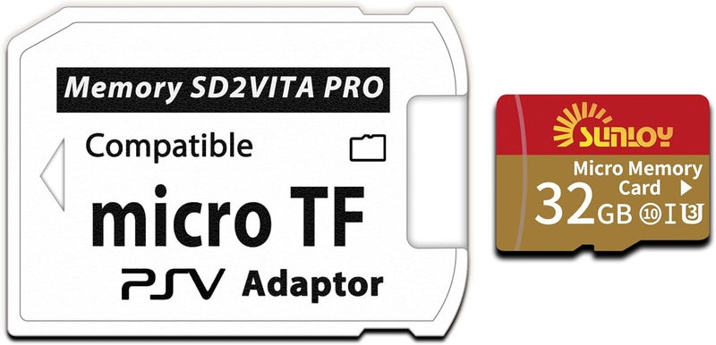 Sunloy SD2Vita 6.0 PS Vita Memory Card Adapter with 32GB Micro SD Card, High Speed microSDHC UHS-I Flash Memory Card with PSV Micro SD Card Adapter for PSV 1000/2000 PSTV FW 3.60 HENkaku Enso System - Image 2